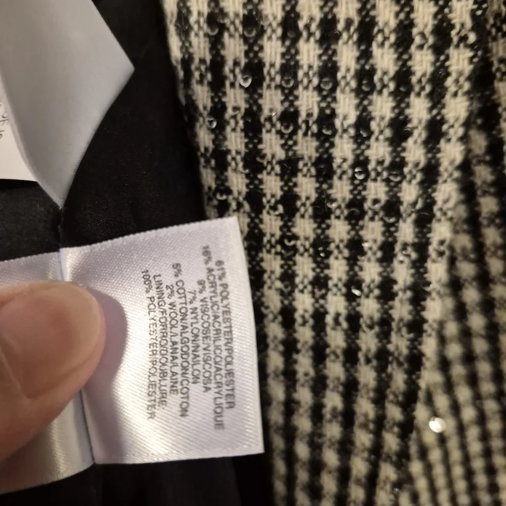 Anne Klein Black and White Houndstooth Jacket with Sequins - Picture 5 of 7